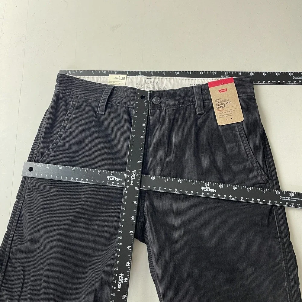 Levis Pants Mens 30x34 Black XX Chino Standard Taper Corduroy Pinwale Preppy NEW